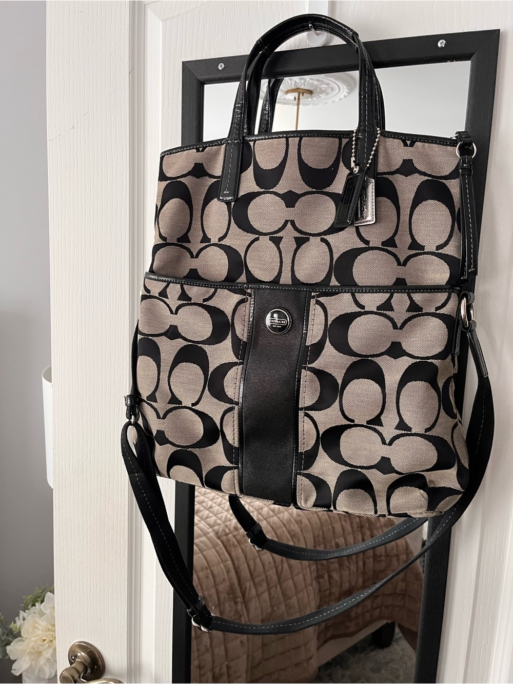 Coach bag worn two ways